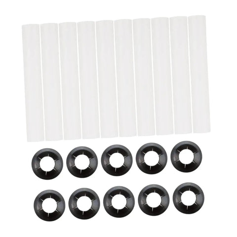 Garage Door Hinge Quiet Roller Sleeves And Shaft Gaskets Kit with 10 white sleeves and 10 black gaskets, 80mm length hardware.