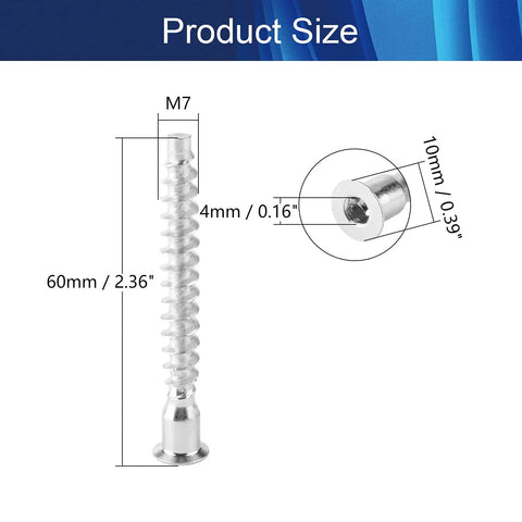Heavy Duty M7 X 60mm Confirmat Screws Zinc Plated Carbon Steel Hex Bolts No Sweat Furniture Assembly For Building Sturdy Shelves And Wooden Desks Pro Grade Hardware Pack