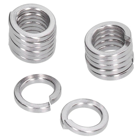 150 Piece Spring Lock Washers Kit A2 70 Stainless Steel Marine Grade Split Square Washers For Automotive DIY Construction Engineering And Home Repair Projects M3 To M5, close-up