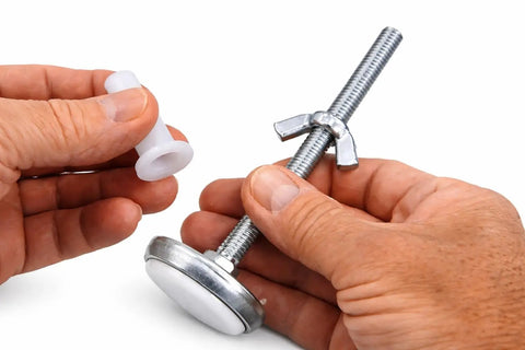 Adjustable Bed Frame Glides With Wing Nut Leveling Feet For Metal Frames, Heavy Duty Floor Protectors, parts in hand