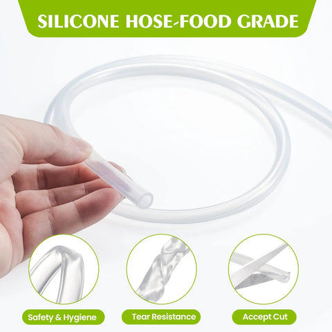 Person holding Silicone Water Dispenser Hose For 5 Gallon Bottles With 304 Stainless Steel Countersunk Head Replacement Hose