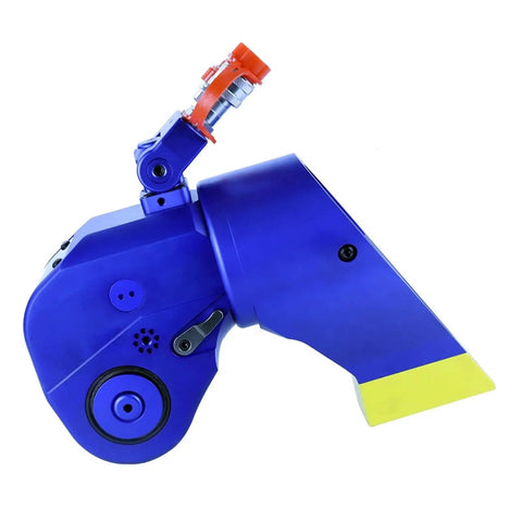Heavy Duty Hydraulic Torque Wrench 1120 Nm Corrosion Resistant Alloy Square Drive showing side view with yellow tip for tight workspace access.