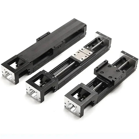 Compact High-Precision Linear Motion Guide Rail Actuator System Module With Custom Stroke For Small Footprint Projects, Rock-Solid Performance For CNC, Robotics, And Auto-Assembly, black aluminum