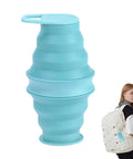 Foldable Silicone Water Bottle For Travel And Gym, Ultra Lightweight Leak Proof Hydration Flask next to woman with backpack