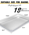 Pro Level Pure Aluminum Baking Sheet Pan Set No Coating Warp Resistant Half Sheet Pan showcased with dimensions
