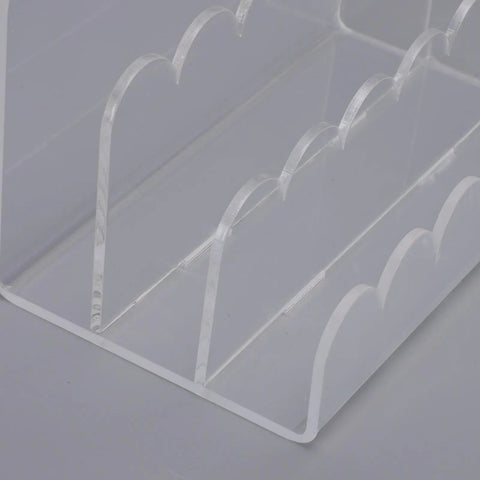 Close-up of clear wavy acrylic design on Acrylic Mail Sorter With Three Slots For Letters Envelopes Bills And Small Office Supplies.