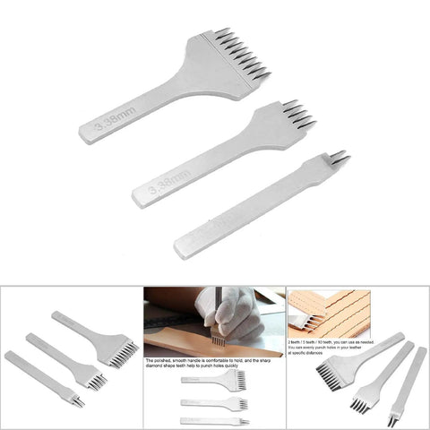 Pro Grade Leather Stitching Punch Set For Bag Making And Wallet Repair, French Style Pricking Irons And Saddlestitch Chisels, 3.38mm