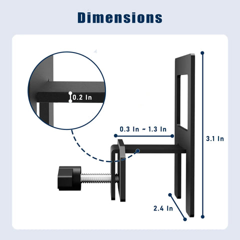 Dimensions of Heavy Duty Adjustable Anti Slip Mattress Grippers For Bed Frame showing install measurements, steel material, four piece kit.
