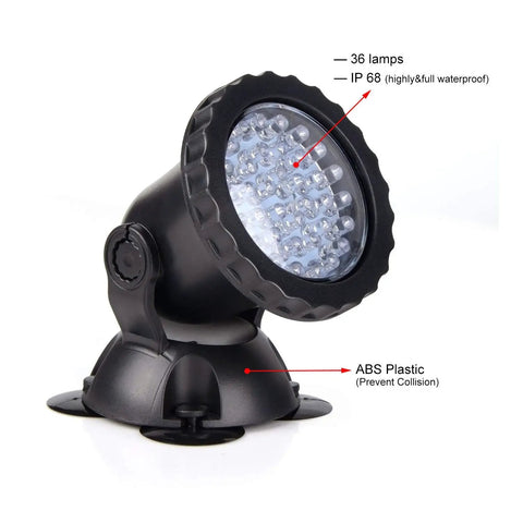 Underwater Pond Lights Set Of 6, Colorful Submersible LED Spotlight With IP68 Waterproof, Remote Control, 36 LED detail, side view