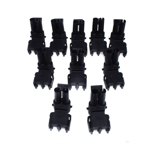 Awesome 10-Piece Two-Way Weather Pack Male And Female Connector Harness Kit For Super Stable Wiring With High Reliability And Easy Install No Docs Needed Just Snap It In And Go. Black 2-pin connectors, set of 10