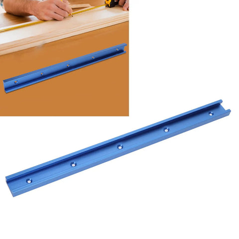 1000mm Aluminum T Track and T Slot Miter Track Jig for Woodworking Pros shown on a workbench, anodized wear-resistant rail.