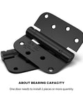 Heavy Duty Matte Black Self Closing Door Hinges 4 Pack 4x4 Inches With Spring Loaded Five Eighth Radius Corners Iron Construction Two Point Seven Millimeter Thick Built To Last And Easy To Install in focus