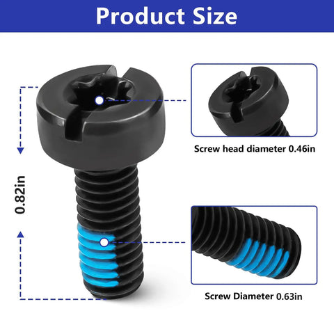 Two Pack Miter Saw Screw Replacement Kit Fits Dewalt Saws 1710 3660 3680 DHS716 DHS790 DWS715 Dws779 And Related Models Durable Metal Screws For Easy Quick Fix, shown with dimensions in inches.