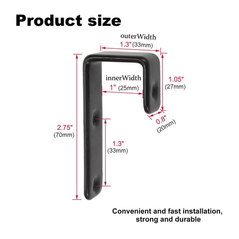 Heavy Duty Bunk Bed Ladder Hooks Keep Kids Beds Rock Solid Durable Black Steel Brackets size dimensions shown for use.