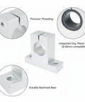 Rock Solid Aluminum Shaft Support Block And Bearing Housing With Precision Mounting Pad showing precision threading and machined base.
