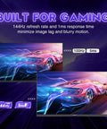 Gamer Ready 24 Inch 1080p Gaming Monitor With 144Hz Refresh Rate, 1ms Response Time, car image on screen