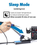 2 In 1 Hot Air Rework Soldering Station Kit With Desoldering Tool Lead Free Solder Wire Five Soldering Tips Three Hot Air Nozzles Tweezers And Desoldering Pump For Electronics DIYers featuring sleep mode with display