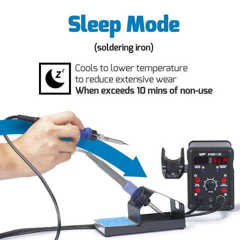 2 In 1 Hot Air Rework Soldering Station Kit With Desoldering Tool Lead Free Solder Wire Five Soldering Tips Three Hot Air Nozzles Tweezers And Desoldering Pump For Electronics DIYers featuring sleep mode with display