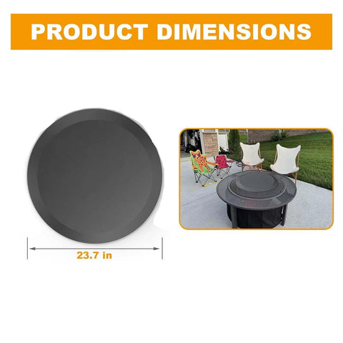 Product dimensions of Heavy Duty 23.75 Inch Fire Pit Lid For Outdoor Tables And Camping, Cold Rolled Steel Cover Fits 19 To 24 Inch Fire Pits