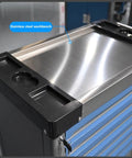 Heavy Duty Rolling Tool Cart With Seven Drawers And Wheels A Workhorse For Garage And Workshop Self Locking Anti Tip Cabinet Keeps Tools Safe Large Capacity Tool Box Organizer For Warehouse And More, stainless steel workbench top