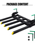 Heavy Duty Clamp On Debris Forks For 48 Inch Loader Bucket Pallet Forks With Five Tines And 2500 Pound Capacity Attachments Built Tough