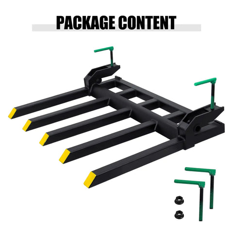 Heavy Duty Clamp On Debris Forks For 48 Inch Loader Bucket Pallet Forks With Five Tines And 2500 Pound Capacity Attachments Built Tough