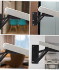 JECOMPRIS 2pc folding hinge lifting bracket, black metal with spring and white padded arm (front view)
JECOMPRIS 2pc folding hinge lifting bracket, side view with black metal frame, spring, white pad
Close-up of JECOMPRIS folding hinge lifting bracket, black metal with coil spring and mounting plate
Installed on cabinet door: JECOMPRIS folding hinge lifting brackets, black with springs and white pad