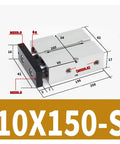 Diagram of Twin Shaft Pneumatic Actuator TN10X150S With M5 Air Ports for smooth linear motion and compact design