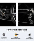 Electric Bike For Adults With 1000W Peak Motor 20 MPH Top Speed, close-up of chain and gearing system setup