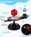 Hands On Solar System Model With Light For Kids And Teens, Totally Kid Friendly Orrery That Demonstrates Sun Earth Moon Dynamics In A Fun Planetarium Science Kit. 16.5x11.4 in plastic model with light switch and base