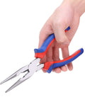 Hand holding 45 Steel Wire Cutter Pliers with Insulated Rubber Handle, 10.5 Inch Industrial Cutting Tool for Electrical Repairs