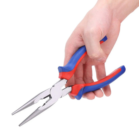 Hand holding 45 Steel Wire Cutter Pliers with Insulated Rubber Handle, 10.5 Inch Industrial Cutting Tool for Electrical Repairs