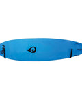 Heavy Duty Aluminum Surfboard Wall Cradle With Thick Scratch Proof Padding For A Straight Up Secure Hold And No Sweat Strapless Setup For Paddleboards And Garage Gear Storage holding a blue surfboard.