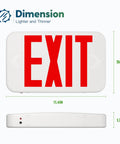 Six Pack Red Double Sided LED Exit Signs With Battery Backup For Businesses No-Brainer Install, showing product dimensions.
