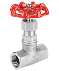 Beefy 1/2 Inch DN15 Stainless Steel Gate Valve with red handle, shut off valve for water oil gas, female threaded connection