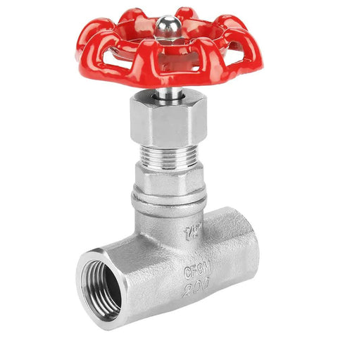 Beefy 1/2 Inch DN15 Stainless Steel Gate Valve with red handle, shut off valve for water oil gas, female threaded connection