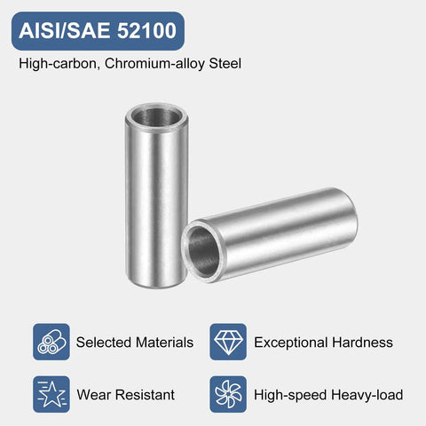 Slick Rolling Pack Of Eight Oilless Sleeve Bearings 5mm Bore By 7mm Outside Diameter X 20mm Length Aisi 52100 Steel Bushings close up view.