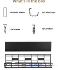 What's in the box of 2 Pack Under Desk Cable Management Trays Large Sturdy Metal Cord Organizer For Office And Home