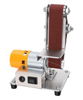 Oreilet 3 In 1 Mini Belt Sander With 7 Speed Adjustable Settings And 20 Sanding Belts For Knife Sharpening Woodworking And Jewelry Polishing Compact Bench Grinder Tool, showcasing sanding belt and motor.