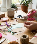 Using Dual Size Paper Hole Punch Set with Pink Soft Grip Handles on craft tags for DIY projects, scrapbooks, labels, and office use