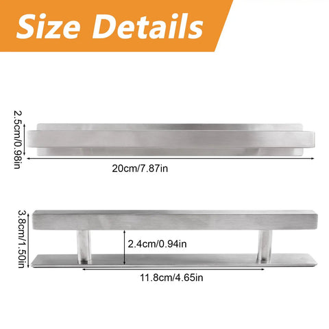 Stick On Adhesive Handles 2 Pack 200mm Stainless Steel Push Pull Cabinet Doors Wardrobe Barn Door Multipurpose Peel And Stick Easy Install For Kitchen Closet And Furniture Silver size details, 20cm handle