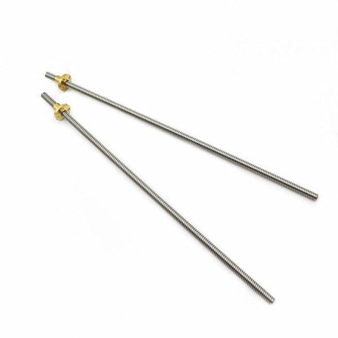 Two Pack 350mm TR8X8 Lead Screws With T8 Brass Nut For 3D Printer Z Axis And CNC Machines Beefy 8mm Diameter Acme Thread