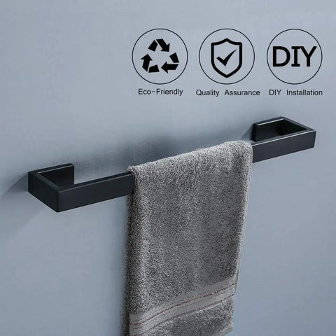 Black Stainless 4 Piece Bathroom Hardware Set With 16.5 Inch Towel Bar Wall Mounted Built To Last Tough As Nails No Rust SUS304 Stainless Steel
