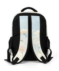 Back view of Pastel Pink White Daisies Printed Unisex Backpack With Large Capacity, Durable Polyester Daypack For School, Work, Travel, And Everyday Adventures That Actually Works