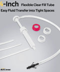 Bzcovac 30cc hand oil transfer pump kit with clear fill tube, white adapters, and pump nozzle.