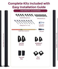 Nifty And Rock Solid Two To Three Step Stair Handrail Kit With 40 Inch Top Rail components including posts, brackets, and screws.