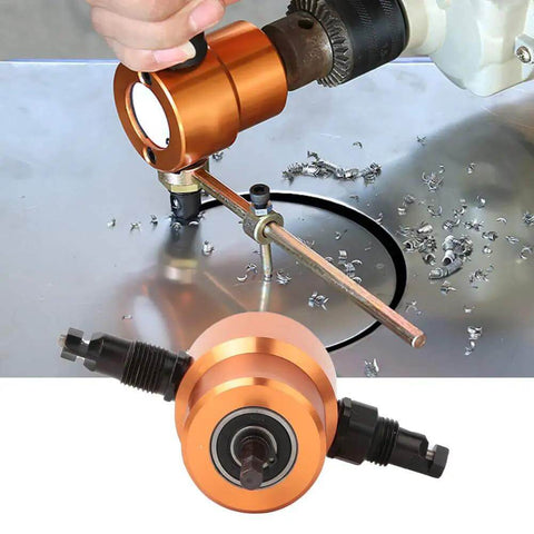 Pro Grade 360 Degree Double Head Sheet Metal Nibbler Drill Attachment cutting metal sheet, fits power drills 1500 to 3000 RPM