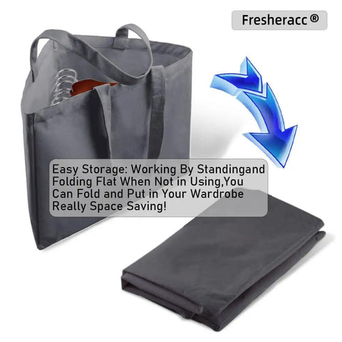 Triangle Hanger Organizer Bag For No Fuss Space Saving Closet Chaos With Handles Waterproof Triangle Grey Hanger Storage For Laundry Room Wardrobe And Drying Rack Stows 50 Slim Hangers Or 30 Wooden Hangers displayed folded