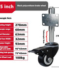 Built Tough 2 Point 5 Inch Spring Loaded Door Caster Wheel With Self Retracting Arm And Four Bolt Mounting Plate For Heavy Load Garden Doors Rolling Like Butter Over Bumps No Fuss At All, black polyurethane brake wheel with specs.