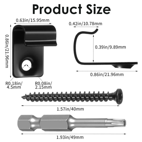 Heavy Duty Stainless Steel Starter Deck Clips With Universal Hidden Fasteners For Composite Decking Includes Screws And Torx Bits dimensions and components.